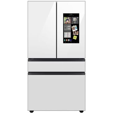 Samsung Bespoke Counter Depth 4-Door French Door Refrigerator with Family Hub in White Glass, , large