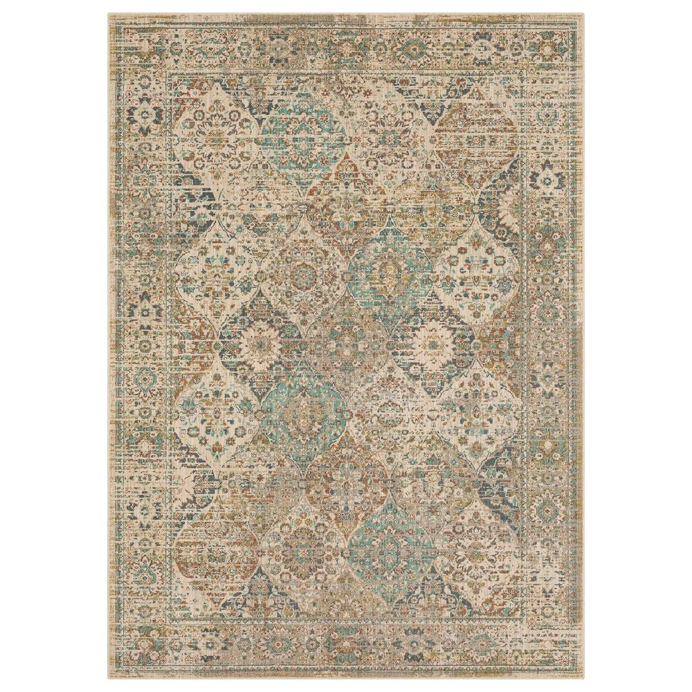 Karastan Estate Hartwell 5"3" x 7"10" Beige, Blue, Green, Grey and Coral Area Rug, , large