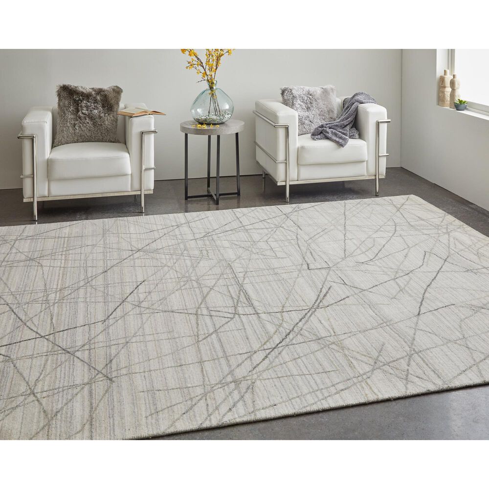 Feizy Rugs Whitton 8&#39; x 10&#39; Ivory and Charcoal Area Rug, , large