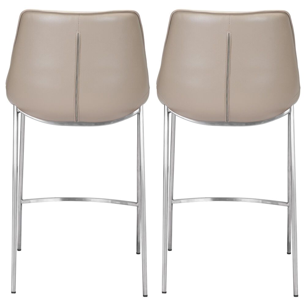 Zuo Modern Magnus Counter Stool in Gray and Silver &#40;Set of 2&#41;, , large