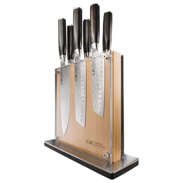 Power A Shi 7-Piece Knife Block Set in Stainless Steel, , large