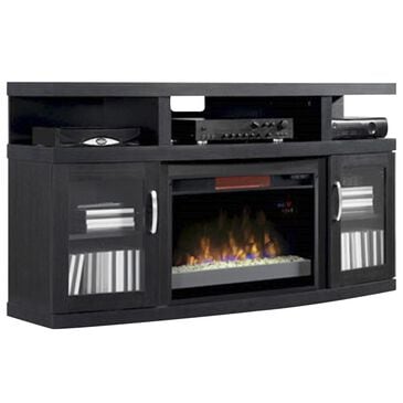 at HOME Cantilever 60" TV Stand with Fireplace Insert in Black, , large