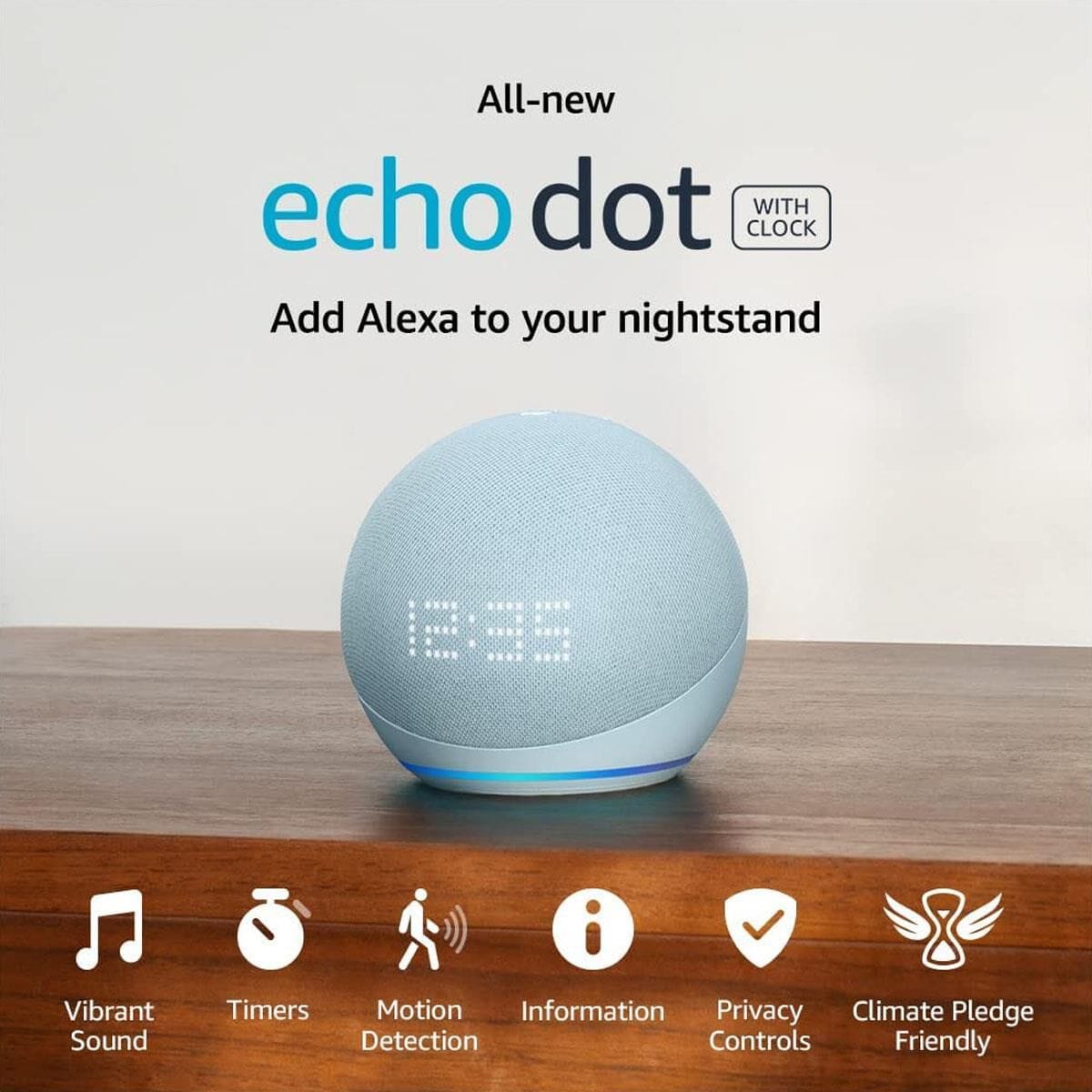 Amazon Echo Dot with Clock (5th Gen, 2022 release) in Cloud Blue | NFM