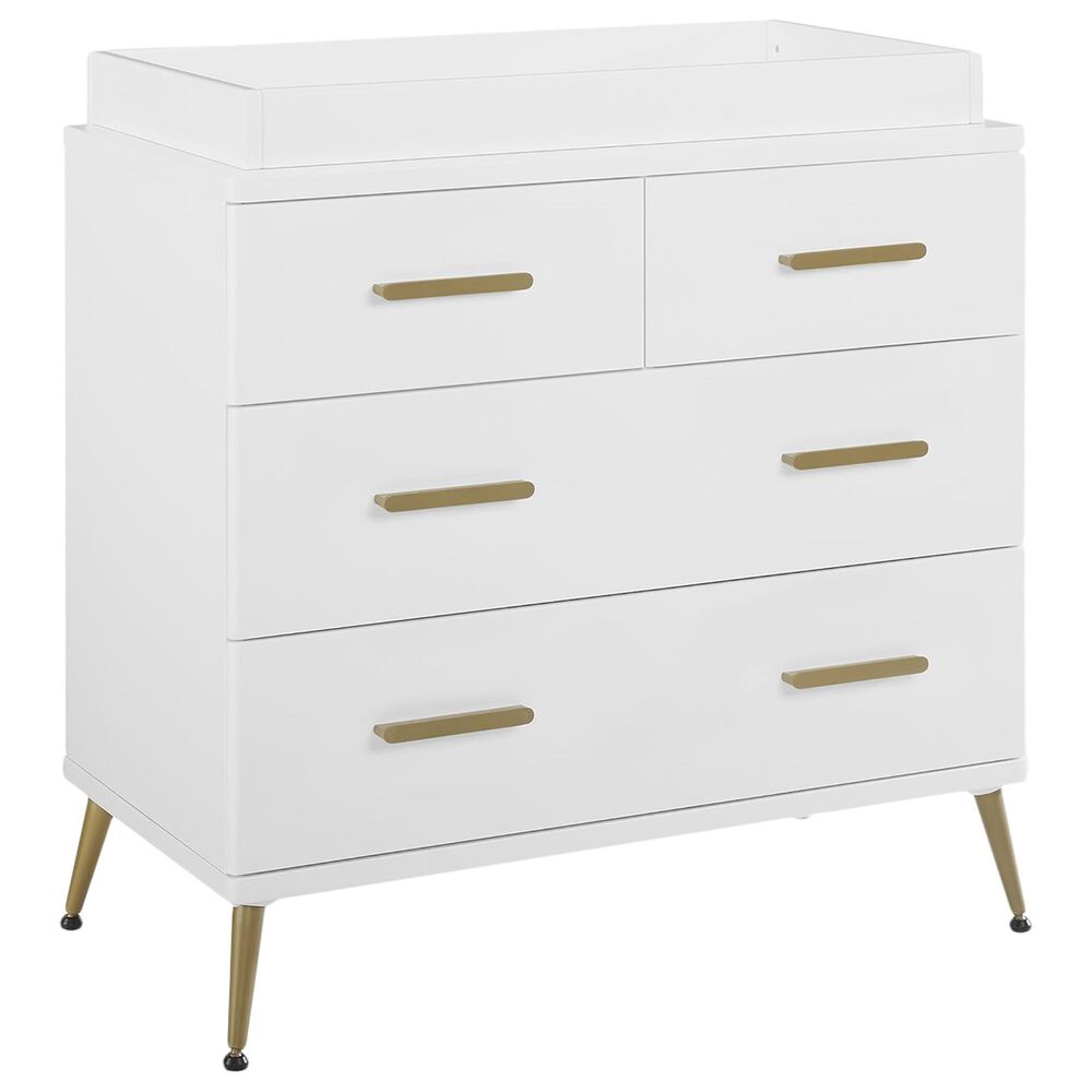 Delta Sloane 4 Drawer Dresser with Changing Top in White and Melted Bronze, , large