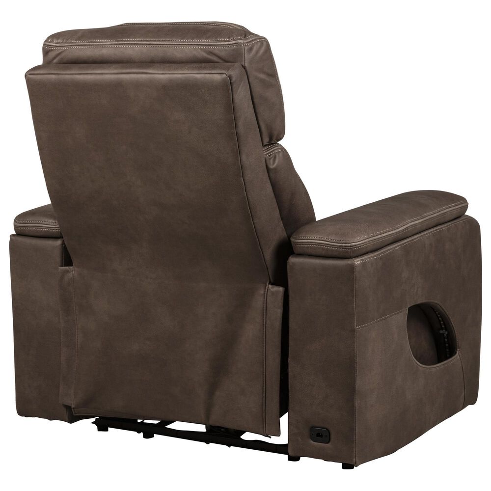 Aurora Furnishings Power Recliner with Power Headrests in Teramo Brown, , large