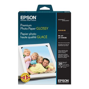 Epson 20 Sheets  Premium Photo Paper Glossy (5" x 7"), , large