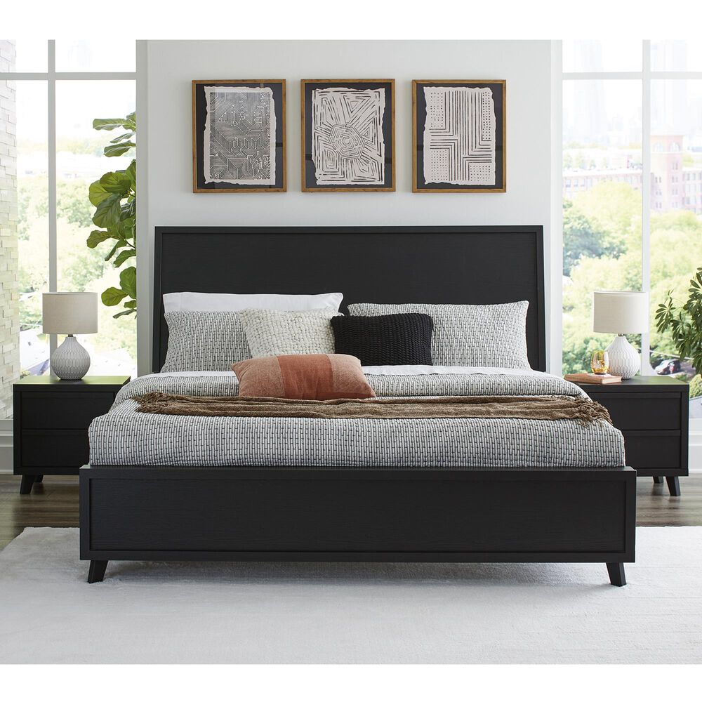 Signature Design by Ashley Danziar Queen Bed and Two Nightstands in Matte Black, , large