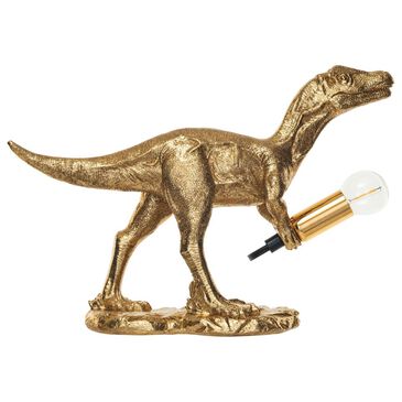 Teak Interiors Little One Dino Holding Light Table Lamp in Gold, , large