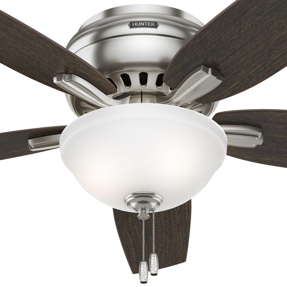 Hunter Newsome Low Profile 52&quot; Ceiling Fan with Lights in Brushed Nickel, , large