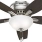 Hunter Newsome Low Profile 52" Ceiling Fan with Lights in Brushed Nickel, , large