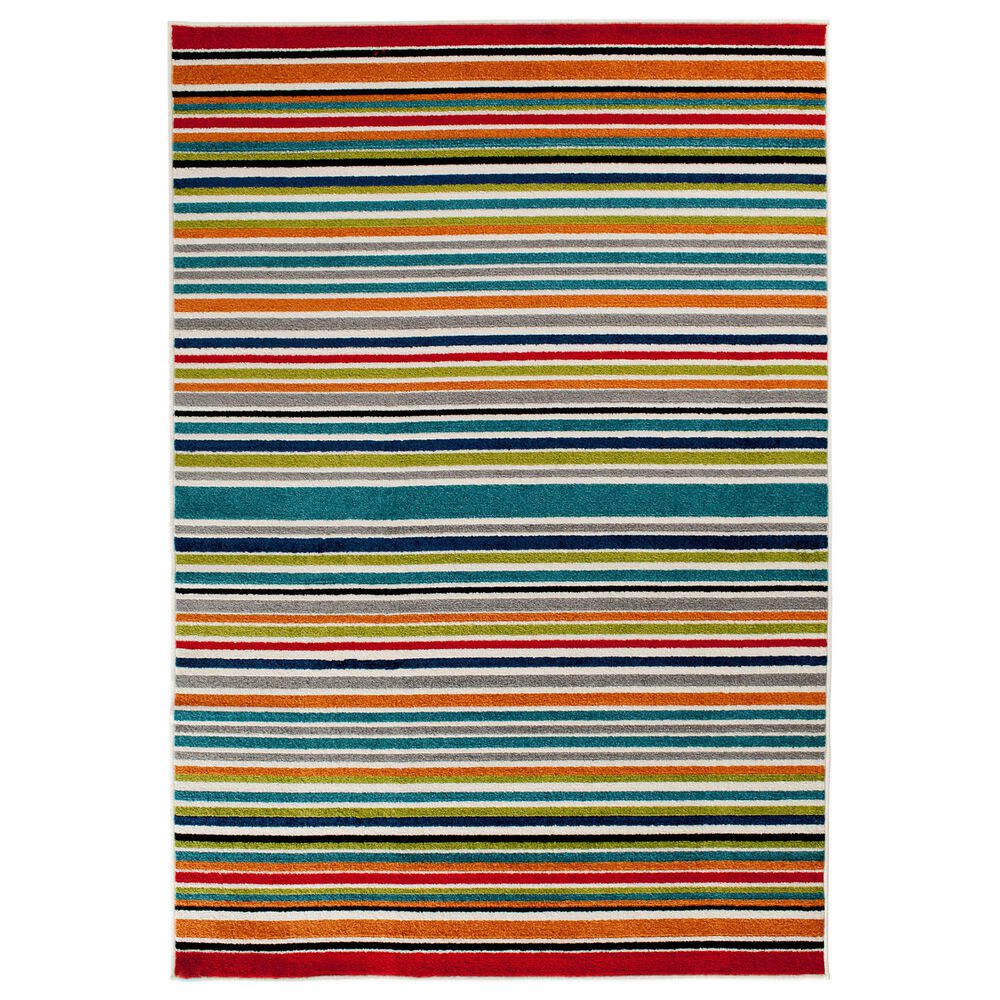 Central Oriental Terrace Tropic Santee 3"3" x 5" Red and Blue Area Rug, , large