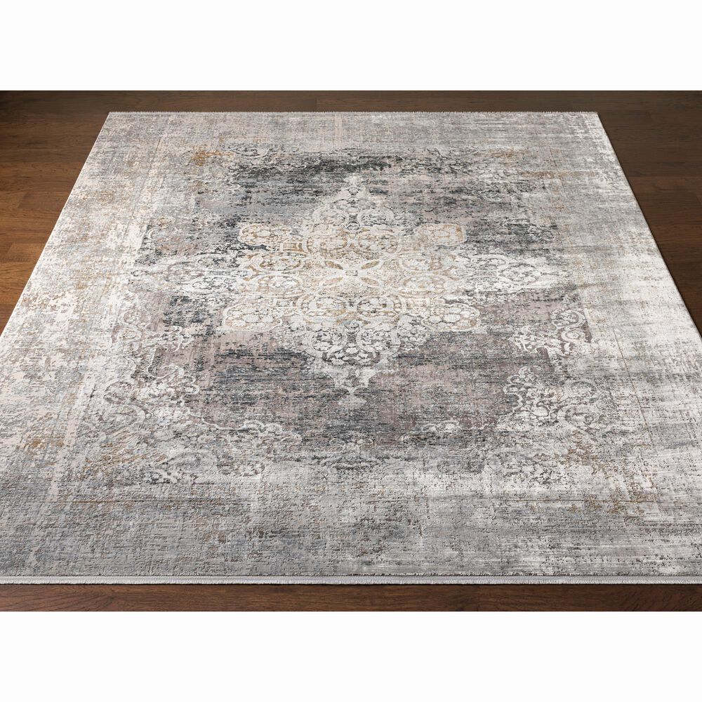 Surya Solar 10&#39; x 14&#39; Black, Charcoal, Saffron, White and Light Gray Area Rug, , large