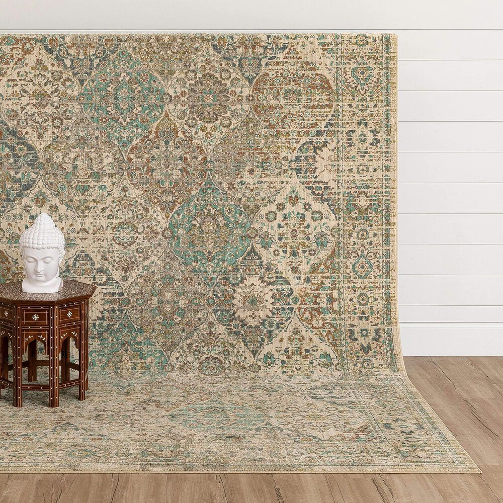 Karastan Estate Hartwell 5&#39;3&quot; x 7&#39;10&quot; Beige, Blue, Green, Grey and Coral Area Rug, , large