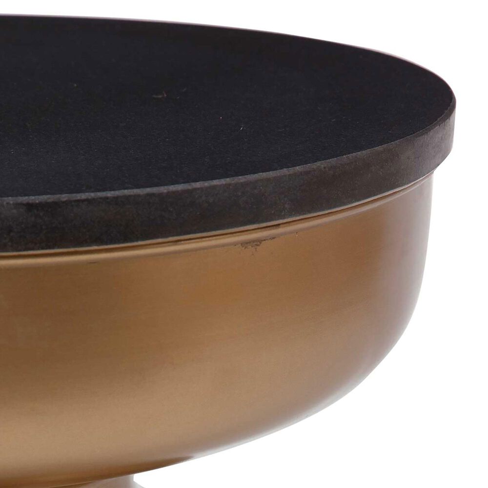 Steve Silver Jovana Round End Table in Black and Brushed Bronzed, , large