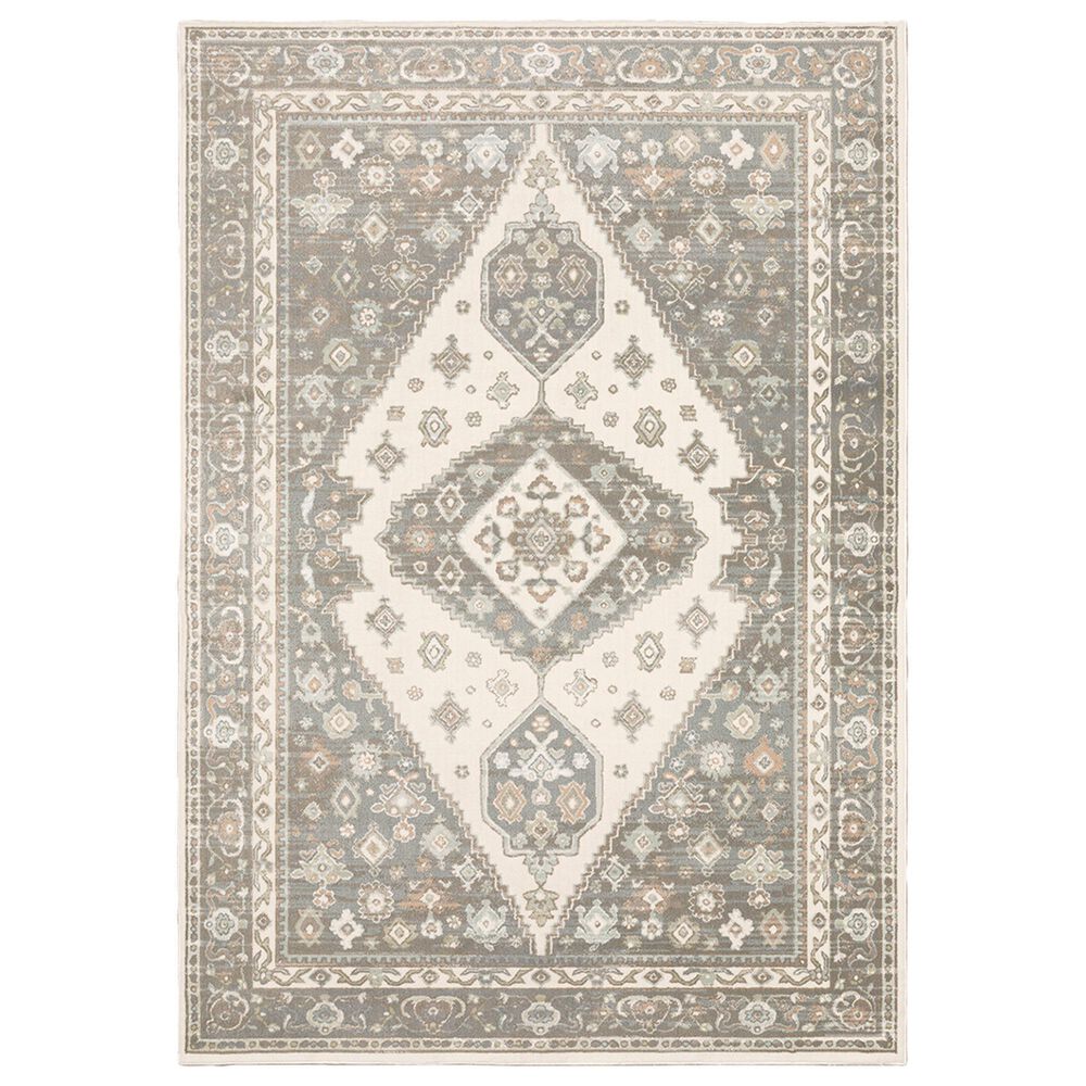 Oriental Weavers Capistrano Medallion 511E1 5"3" x 7"6" Ivory and Grey Area Rug, , large