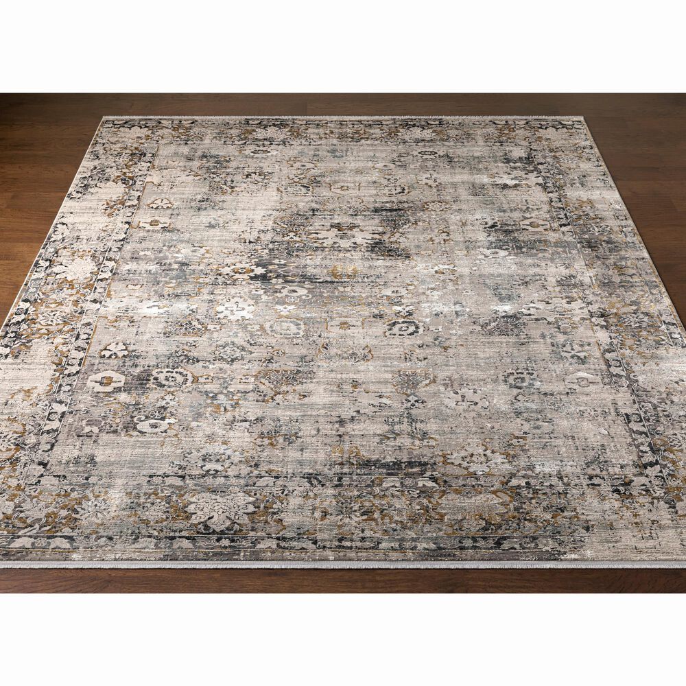 Surya Solar 12&#39; x 15&#39; Black, Gray, Charcoal, Saffron and White Area Rug, , large