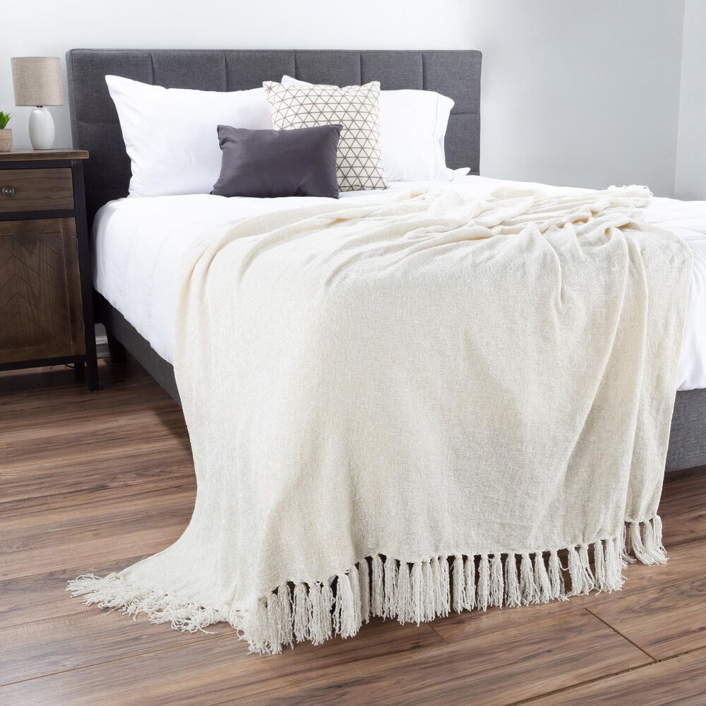 Timberlake LHC 60&quot; x 70&quot; Ultra Soft Chenille Throw in Ivory, , large