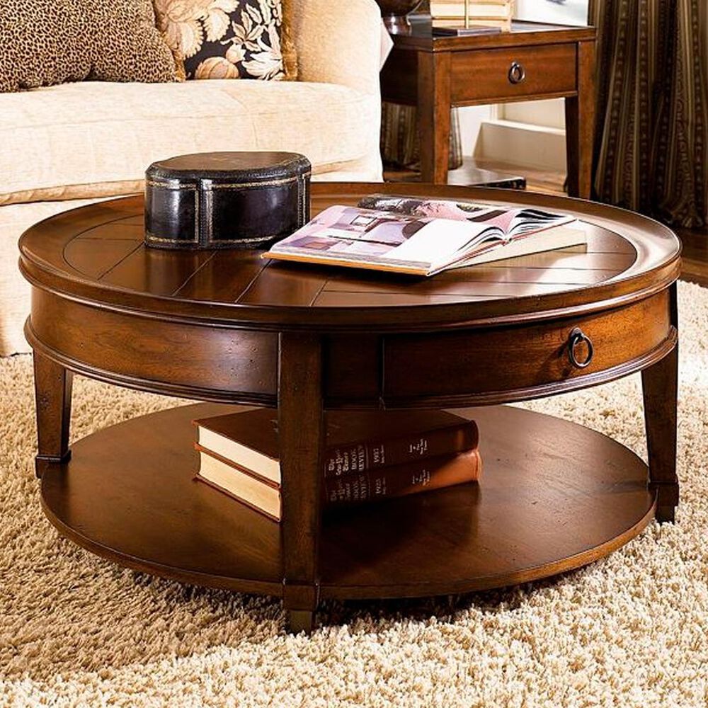 American Drew Sunset Valley Round Coffee Table in Rich Cocoa and Pewter, , large