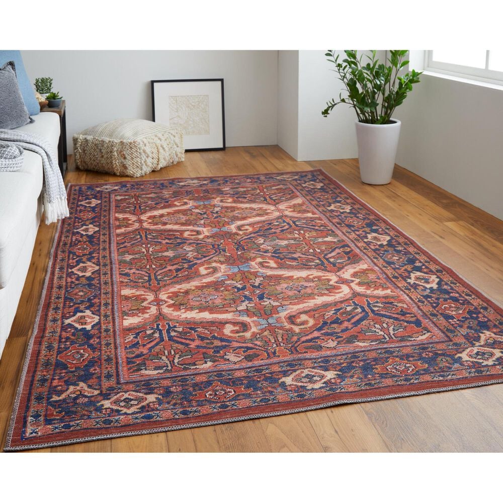 Feizy Rugs Rawlins 39HMF 5&#39;3&quot; x 7&#39;6&quot; Red and Navy Area Rug, , large