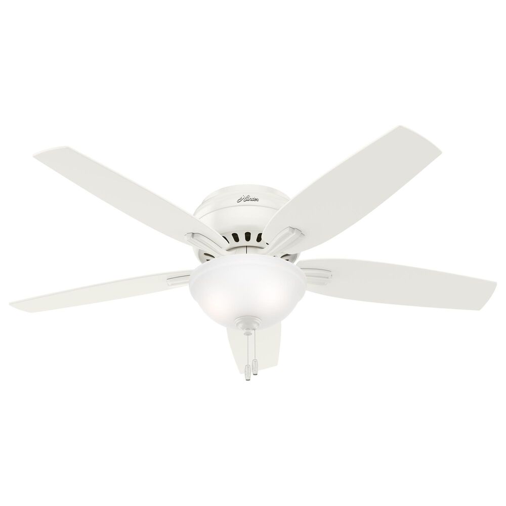 Hunter Newsome Low Profile 52" Ceiling Fan with Lights in Fresh White, , large