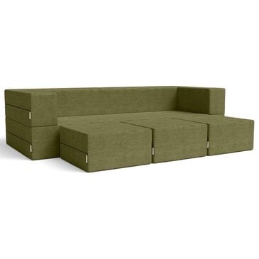 Jaxx Zipline 3-Piece Stationary Convertible Sleeper Sofa in Moss Velvet, , large
