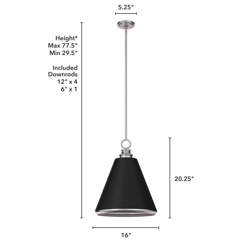 Hunter Klein 16&quot; 3-Light Pendant in Brushed Nickel, , large