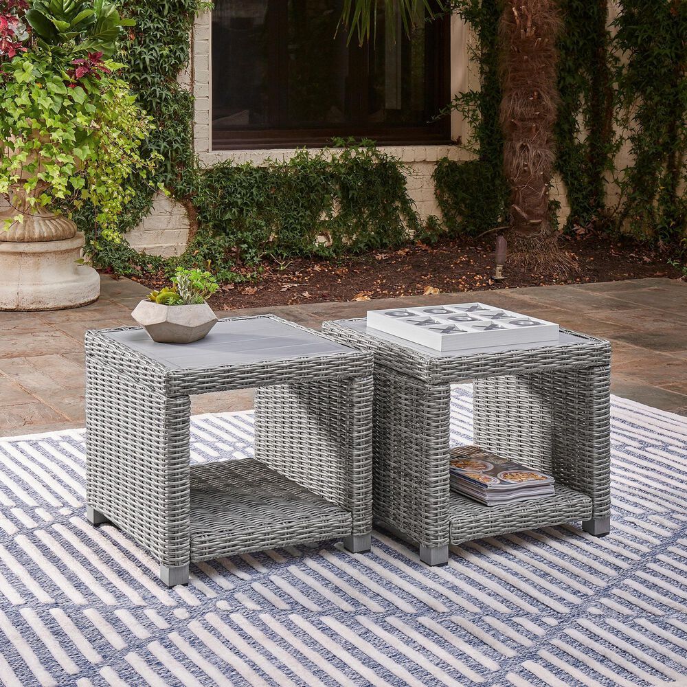 Signature Design by Ashley Naples Beach Patio End Table in Light Gray, , large