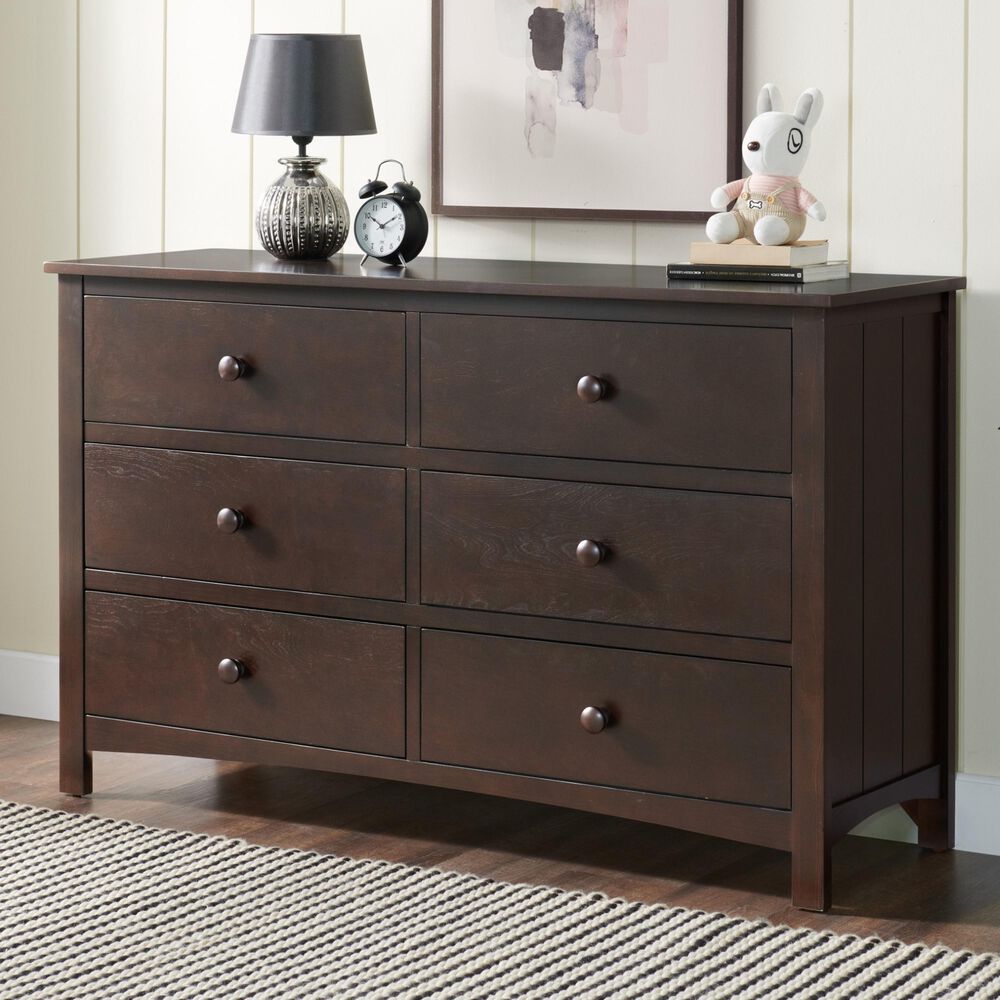 Oxford Baby Universal 6 Drawer Dresser in Brown Espresso, , large