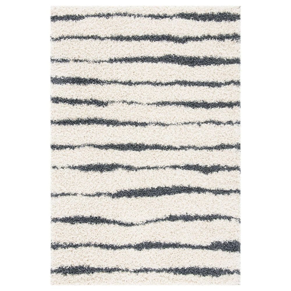 Safavieh Venus Shag VNS603B 10" x 14" Ivory and Dark Grey Area Rug, , large