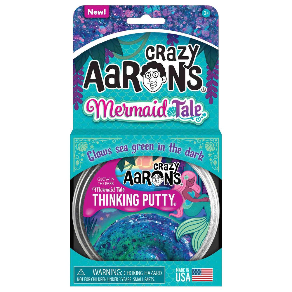 Crazy Aaron&#39;s Glow Mermaid Tale Thinking Putty in Clear and Sea Green, , large