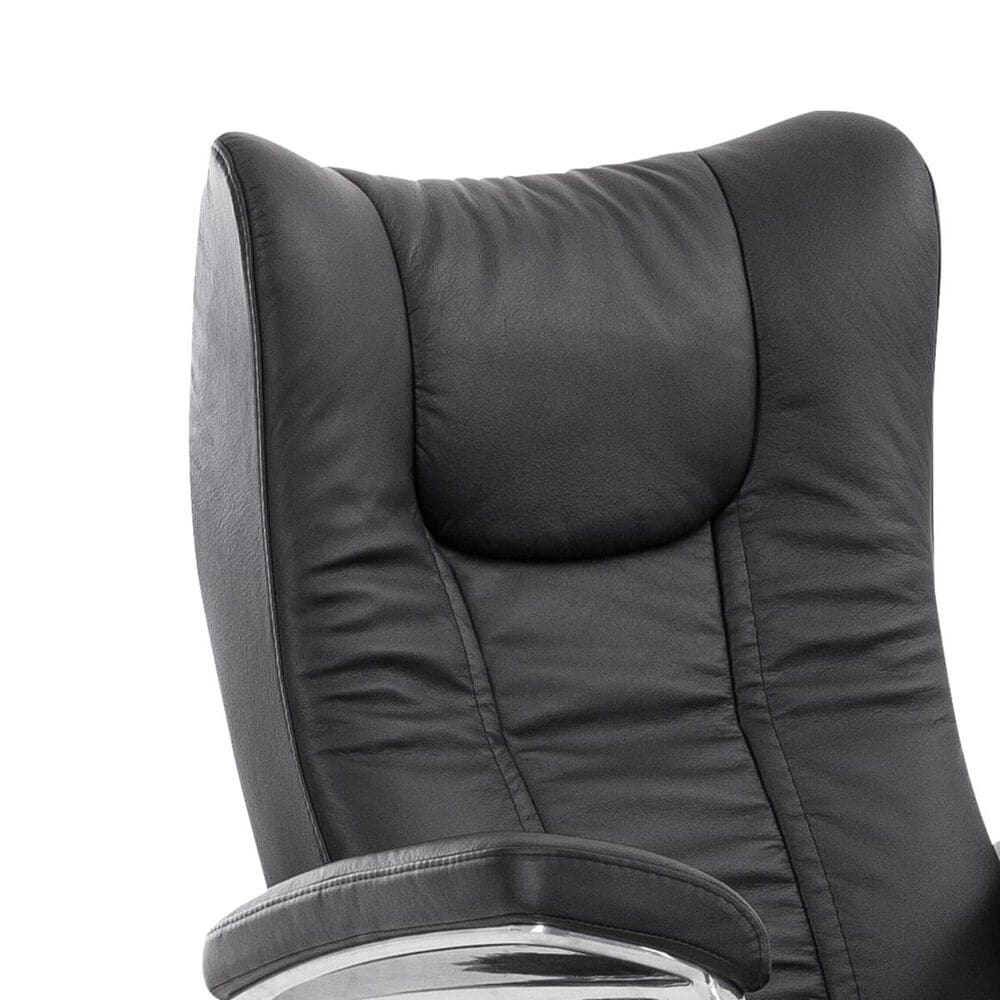 Stressless Wing Small Chair and Ottoman with Signature Base in Paloma Black, , large