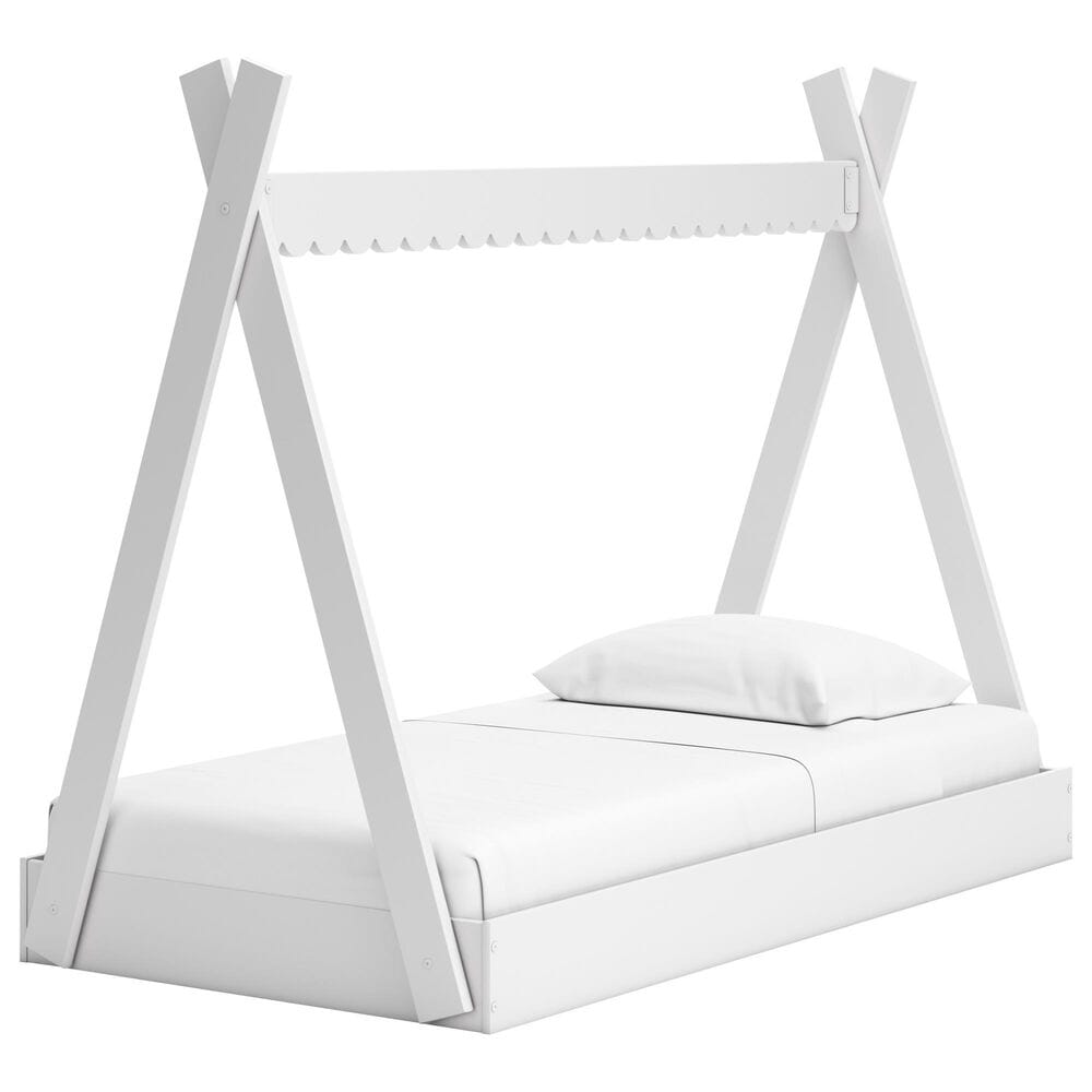 Signature Design by Ashley Hallityn Twin Tent Bed in Matte White, , large