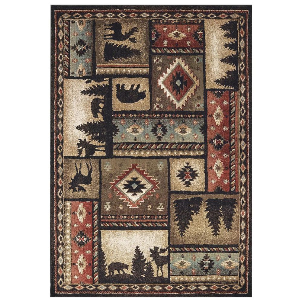 Oriental Weavers Woodlands 1041C 6"7" x 9"2" Black Area Rug, , large