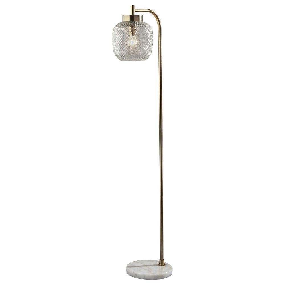 Adesso Natasha Floor Lamp in Antique Brass and White, , large