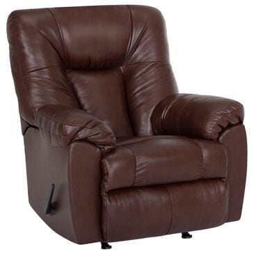 Moore Furniture Connery Manual Leather Rocker Recliner in Blaze Bourbon, , large