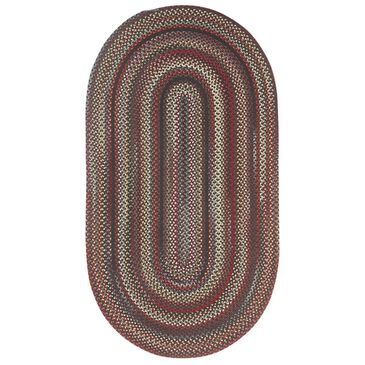 Capel Americana 346-300 1"8" x 2"6" Oval Black, Colony Blue, Country Red and Mocha Area Rug, , large