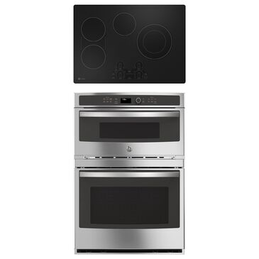 GE Profile 2-Piece Kitchen Package with Stainless Steel 30" Built-In Combination Convection Wall Oven and 30" Electric Cooktop in Black, , large