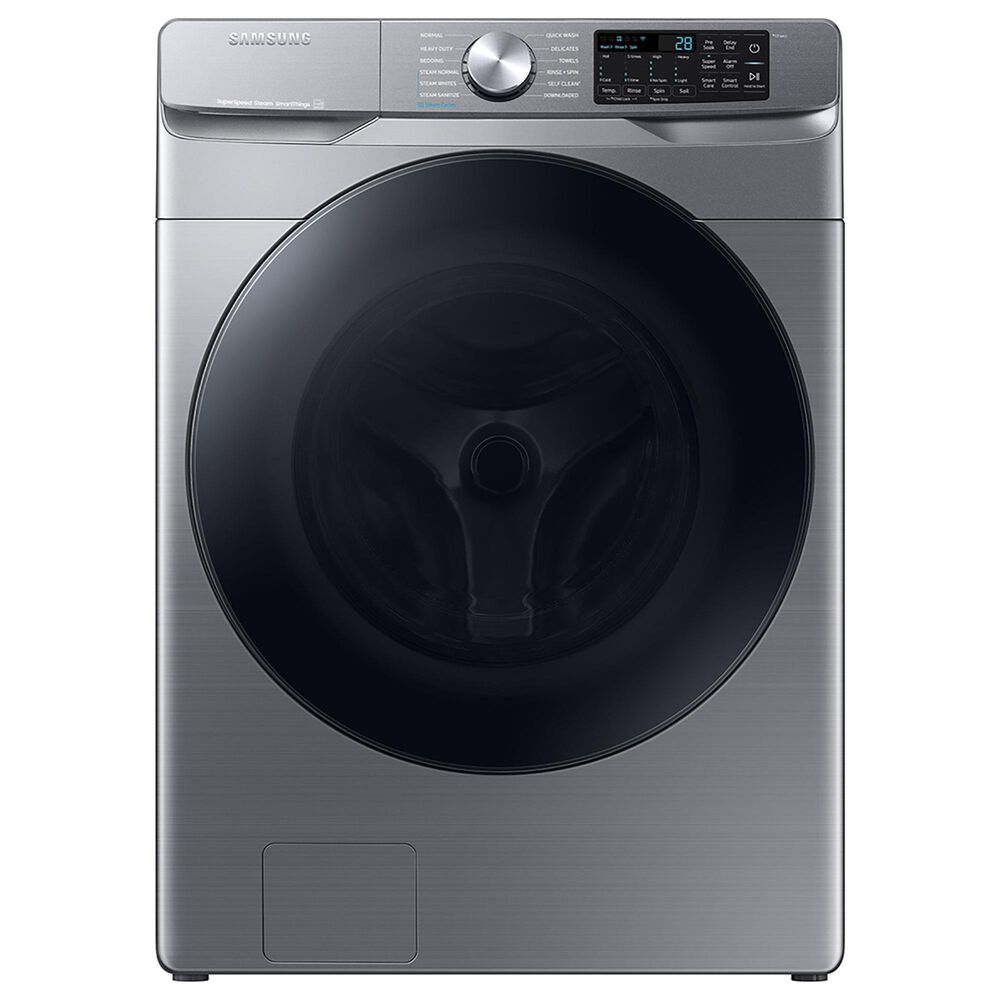 Samsung 4.5 Cu. Ft. Front Load Washer and 7.5 Cu. Ft. Gas Dryer Laundry Pair with Pedestal in Platinum, , large