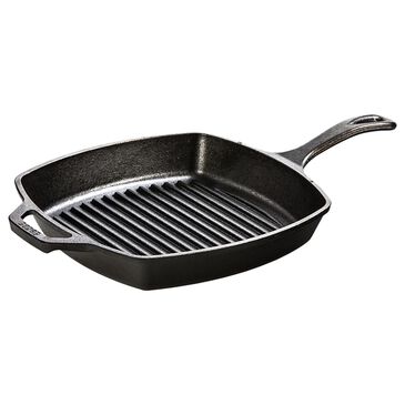 Lodge Cast Iron 10.5" Square Cast Iron Grill Pan in Black, , large
