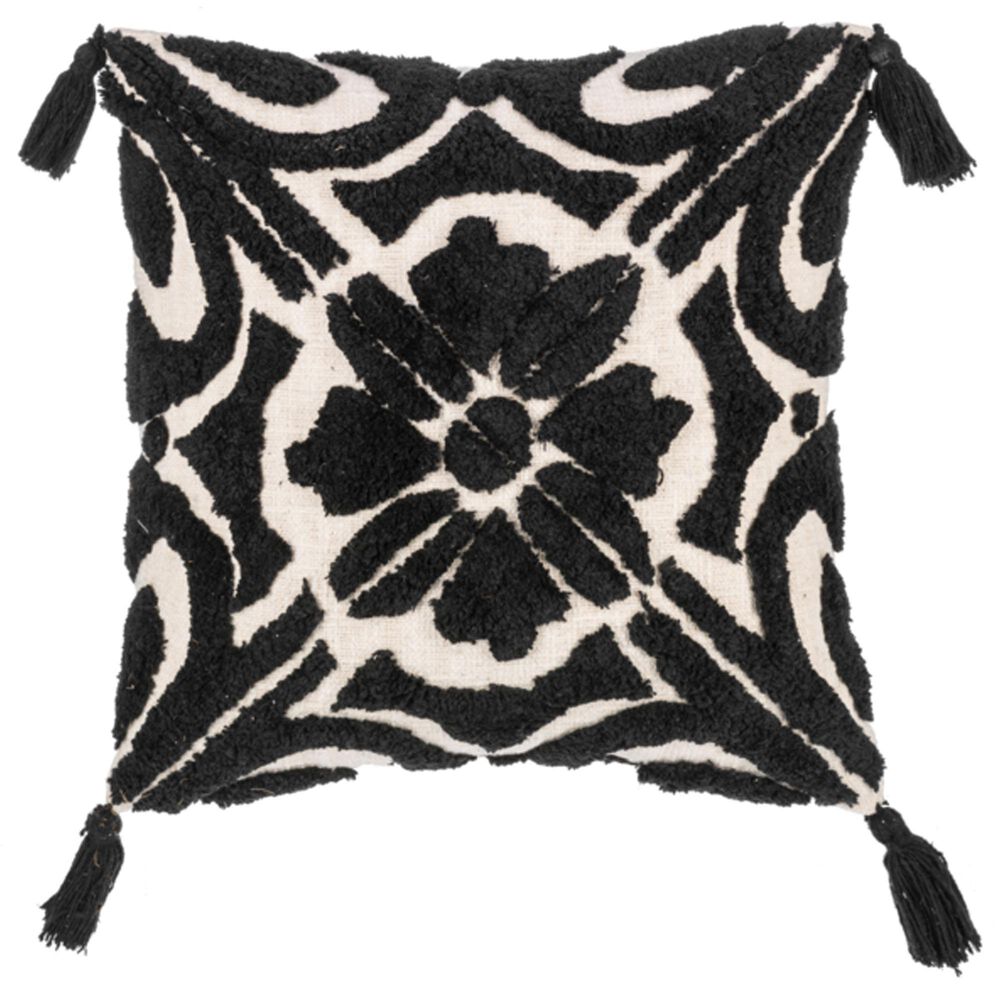 Ganz USA Floral 18" x 18" Throw Pillow in Black and White, , large