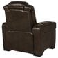 Frankfurt Furniture Leather Power Recliner with Power Headrest in Brown, , large