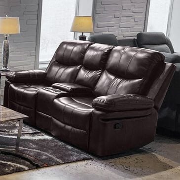 New Heritage Design Kellen Manual Reclining Console Loveseat in Brown, , large