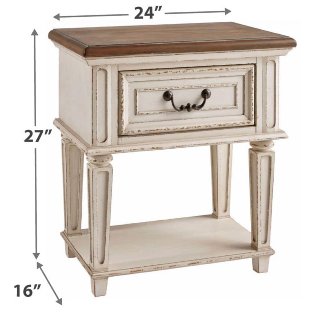 Signature Design by Ashley Realyn 1 Drawer Nightstand in Chipped White and Brown, , large