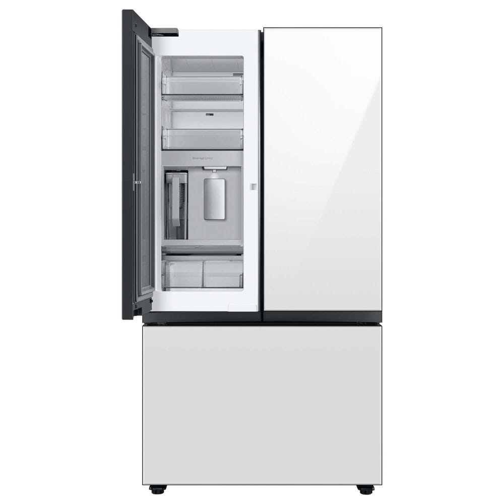 Samsung Bespoke 30.1 Cu. Ft. 3-Door French Door Refrigerator with Beverage Center - White Glass Panels Included, , large