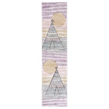 Safavieh Carousel Outer Space 2" x 8" Grey and Pink Kids Runner, , large