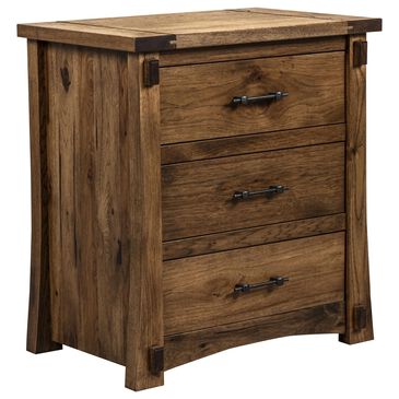 Briarwood LLC Jack and Jill 3 Drawer Nightstand in Rustic Hickory Cappuccino, , large