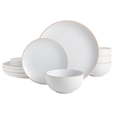 Gibson Home Rockaway 12-Piece Stoneware Dinnerware Set in White, , large