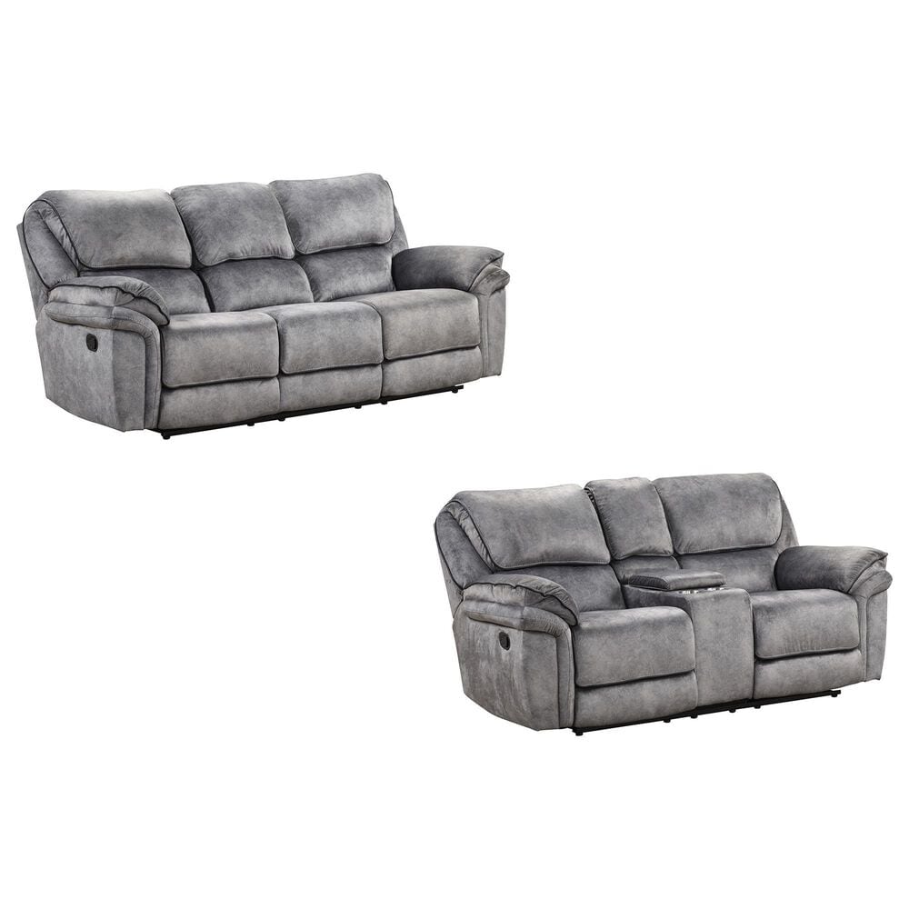 Furniture of America Byron 2-Piece Manual Reclining Living Room Set in Gray, , large