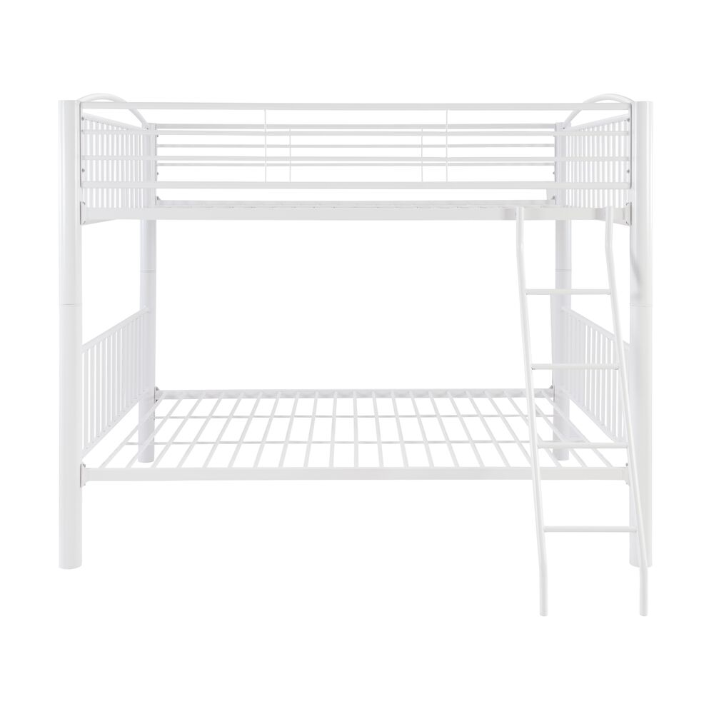 Linden Boulevard Full over Full Heavy Metal Bunk Bed in White, , large