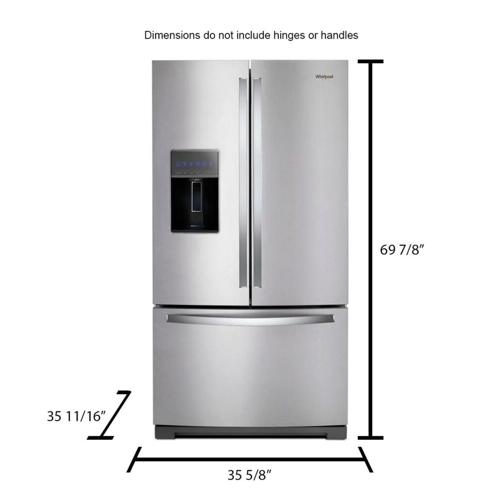 Whirlpool 27 Cu. Ft. 36&quot; Wide French Door Refrigerator in Fingerprint Resistant Stainless Steel with Dual Icemaker, , large